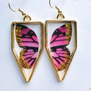 Pink Paper Butterfly Earrings